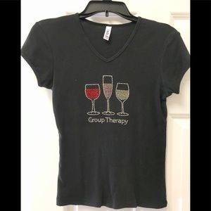 Adorable Bella Group therapy rhinestone wine top!